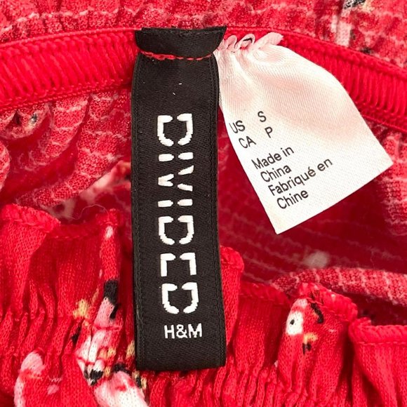 H&M Red Floral Print Crop Top - Picture 3 of 3